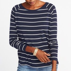 Navy and white striped shirt